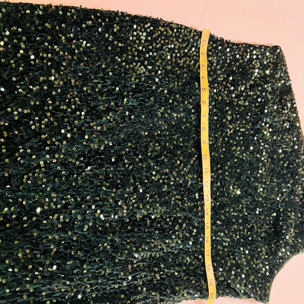Faeriesty Sequin One Shoulder A Line Maxi Dress Size 4X Green - Picture 7 of 9